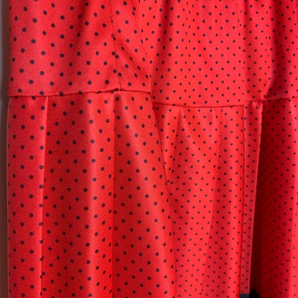 CB Vintage Red & Blue Polka Dot Pleated Midi skirt - Picture 5 of 8